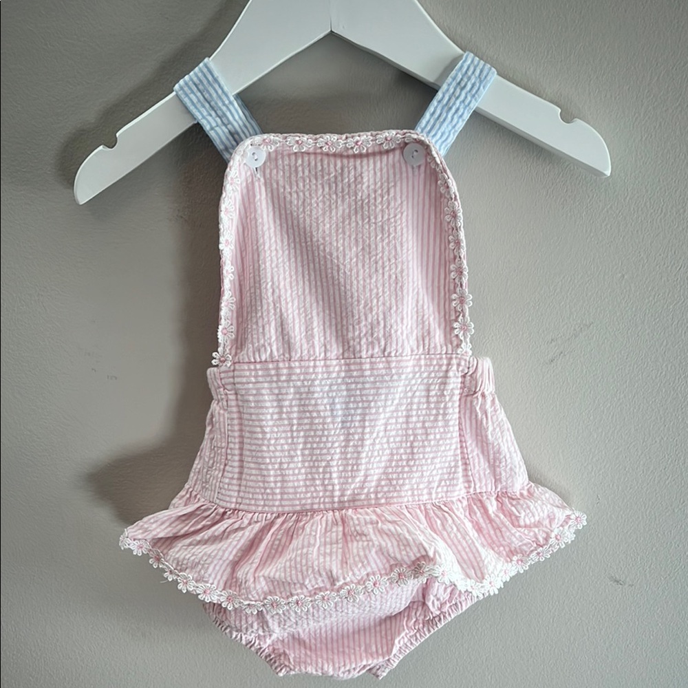 Bella Bliss - Baby Pink Striped Bubble with Blue Straps